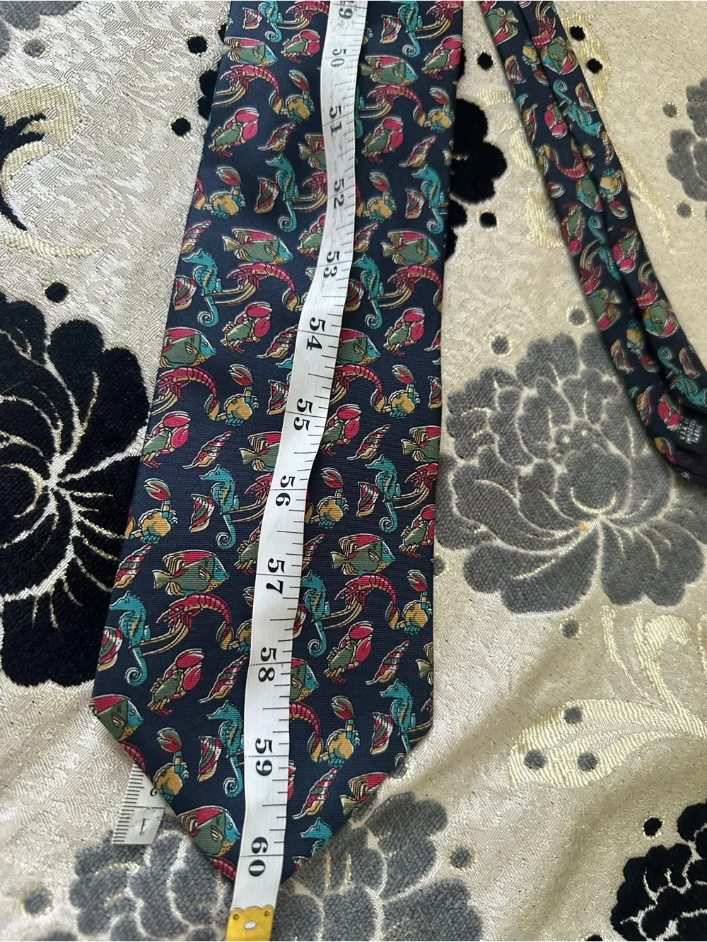 Christian Dior Monsieur Vintage Silk Tie Marine Sea Life Fish Seahorse Lobster